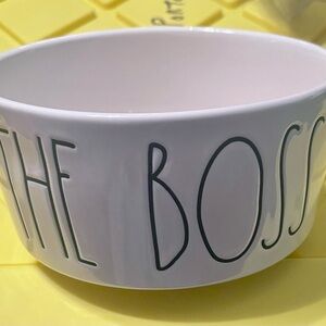 Rae Dunn Dog Bowl with: The Boss' Text